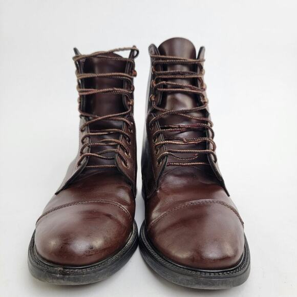 Vintage 90s Brown Leather Capped Toe Cottage Boots - 6 - Picture 6 of 11